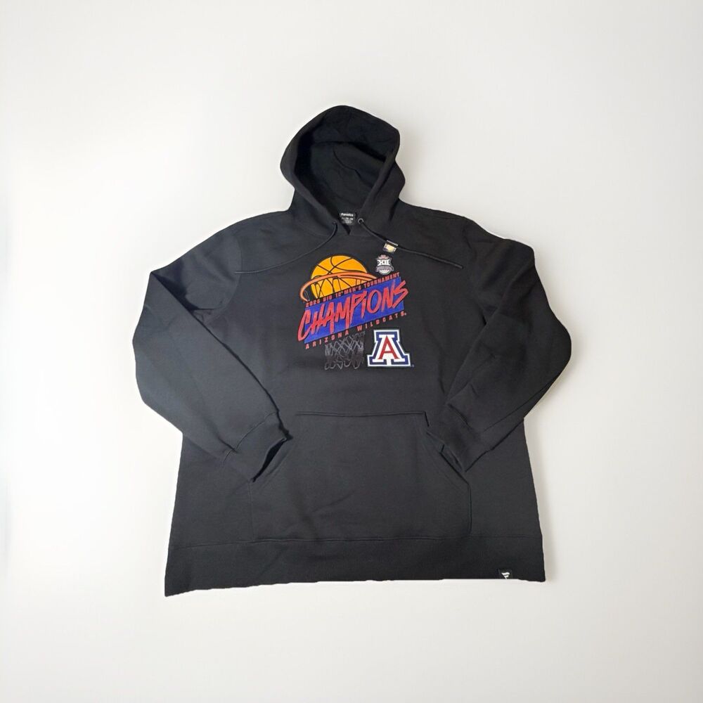 NWT Arizona Wildcats 2026 Big 12 Tournament Champions Hoodie Fanatics Black XL